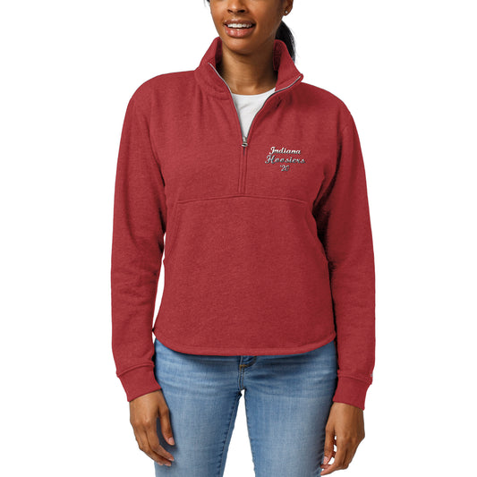 Women's League Collegiate Wear Heathered Crimson Indiana Hoosiers Logo Victory Springs Half-Zip Pullover Jacket