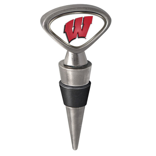 Silver Wisconsin Badgers Wine Stopper