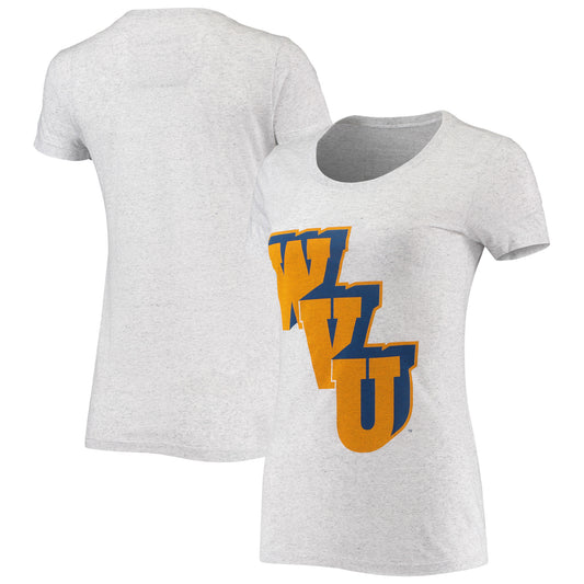 Women's Homefield Gray West Virginia Mountaineers Block Basketball Logo Vintage Tri-Blend T-Shirt