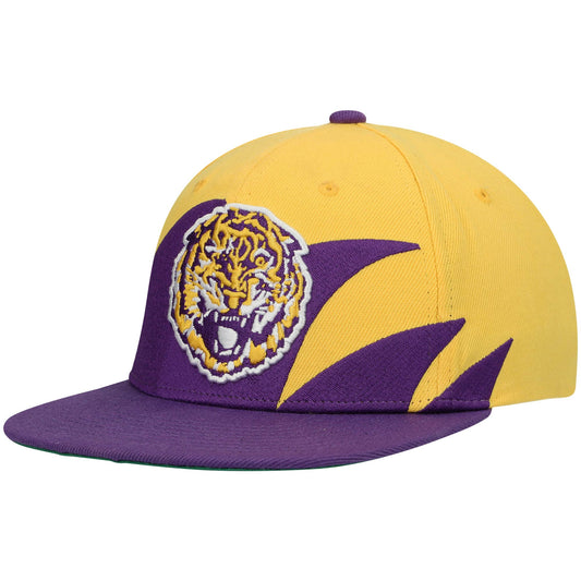 Men's Mitchell & Ness Purple/Gold LSU Tigers Sharktooth Snapback Hat