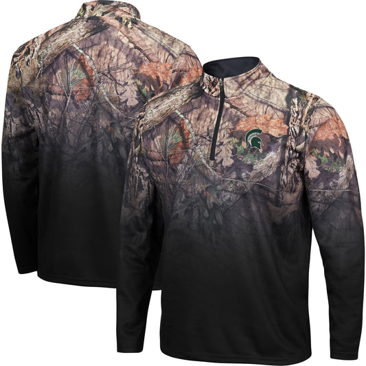 Men's Colosseum Black Michigan State Spartans Mossy Oak Fleet II Quarter-Zip Jacket