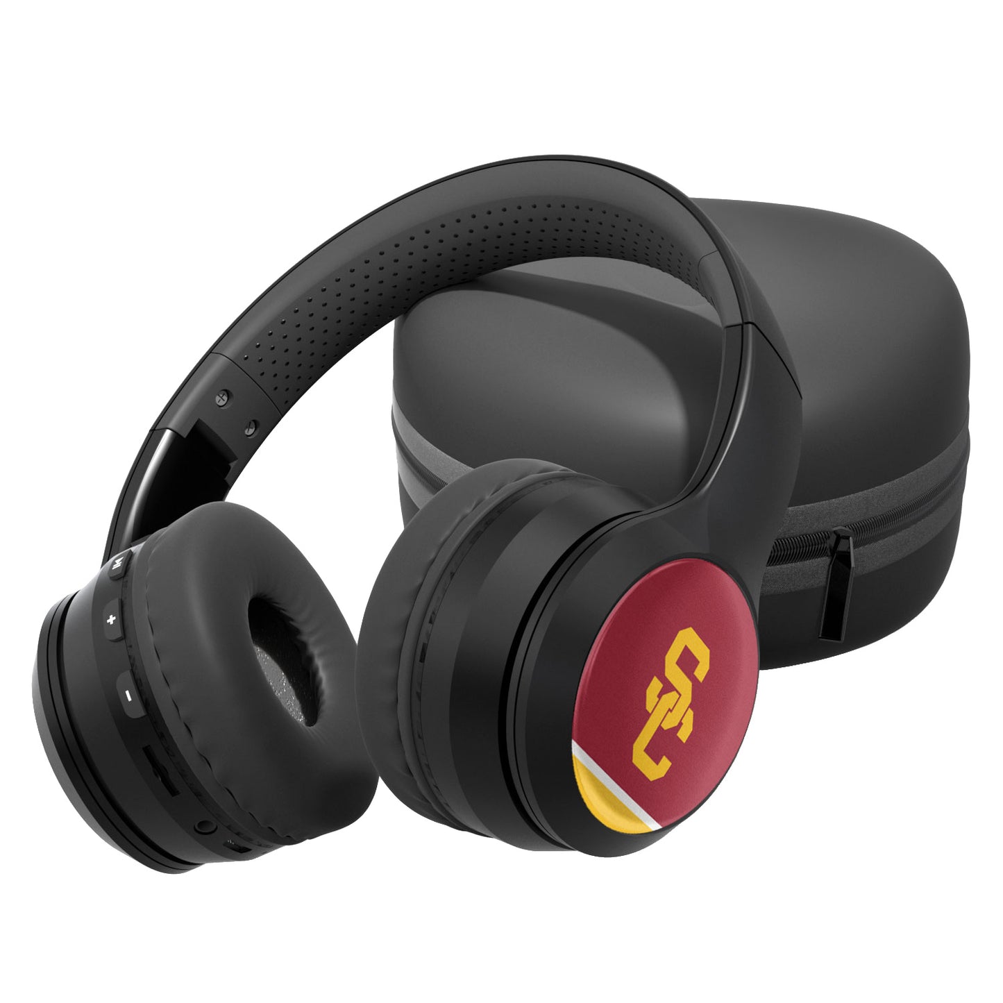 USC Trojans Stripe Design Wireless Bluetooth Headphones With Case