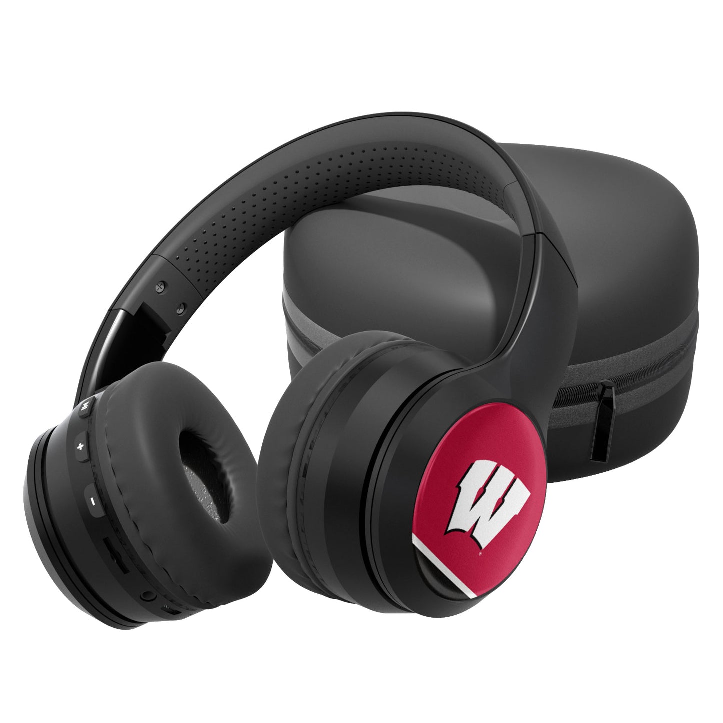 Wisconsin Badgers Stripe Design Wireless Bluetooth Headphones With Case