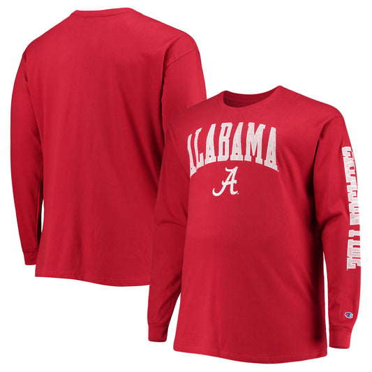 Men's Champion Crimson Alabama Crimson Tide Big & Tall 2-Hit Long Sleeve T-Shirt