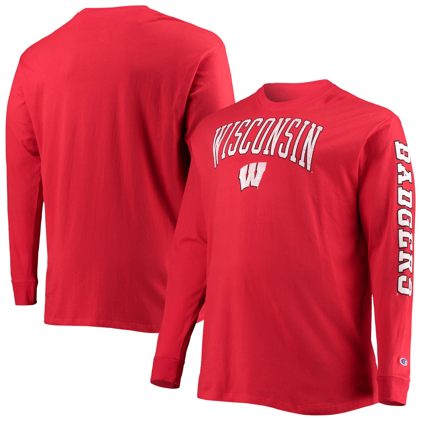 Men's Champion Red Wisconsin Badgers Big & Tall 2-Hit Long Sleeve T-Shirt