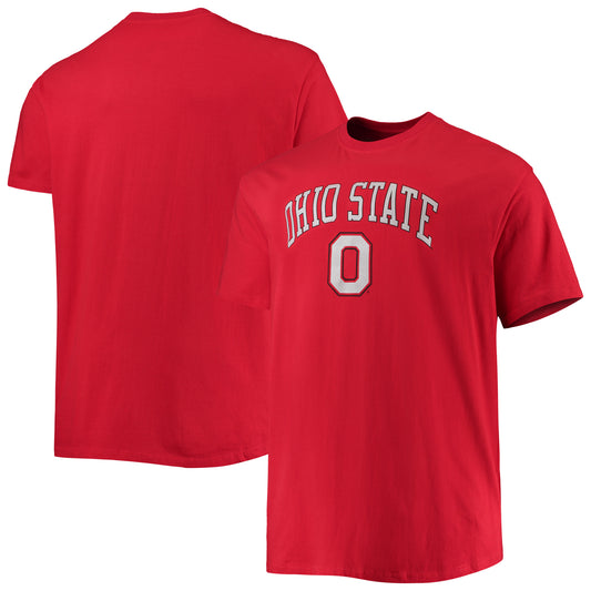 Men's Champion Scarlet Ohio State Buckeyes Big & Tall Arch Over Wordmark T-Shirt