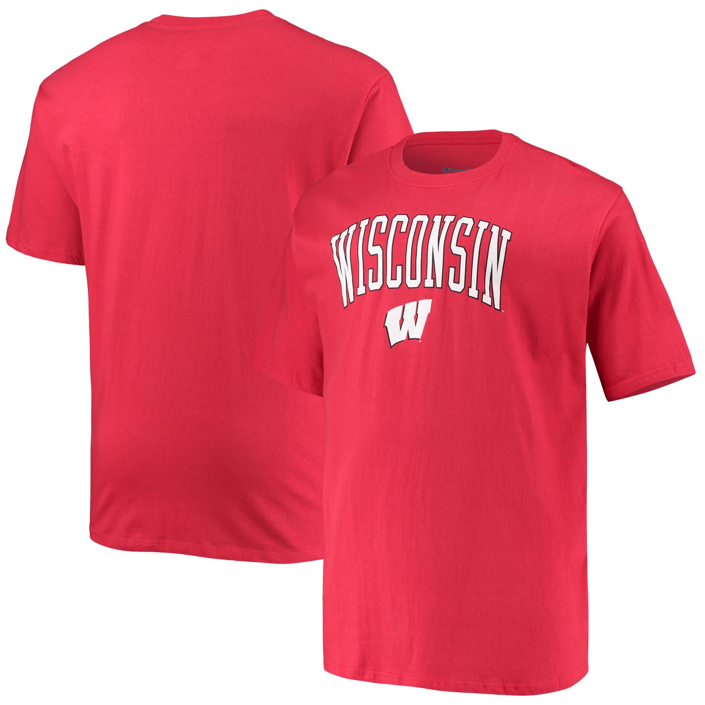 Men's Champion Red Wisconsin Badgers Big & Tall Arch Over Wordmark T-Shirt