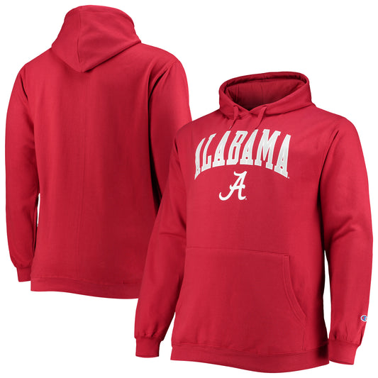 Men's Champion Crimson Alabama Crimson Tide Big & Tall Arch Over Logo Powerblend Pullover Hoodie