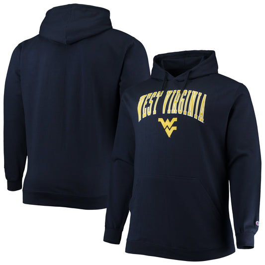 Men's Champion Navy West Virginia Mountaineers Big & Tall Arch Over Logo Powerblend Pullover Hoodie