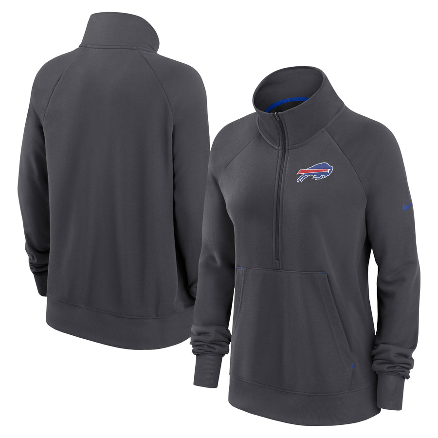 Women's Nike Charcoal Buffalo Bills Premium Raglan Performance Half-Zip Sweatshirt