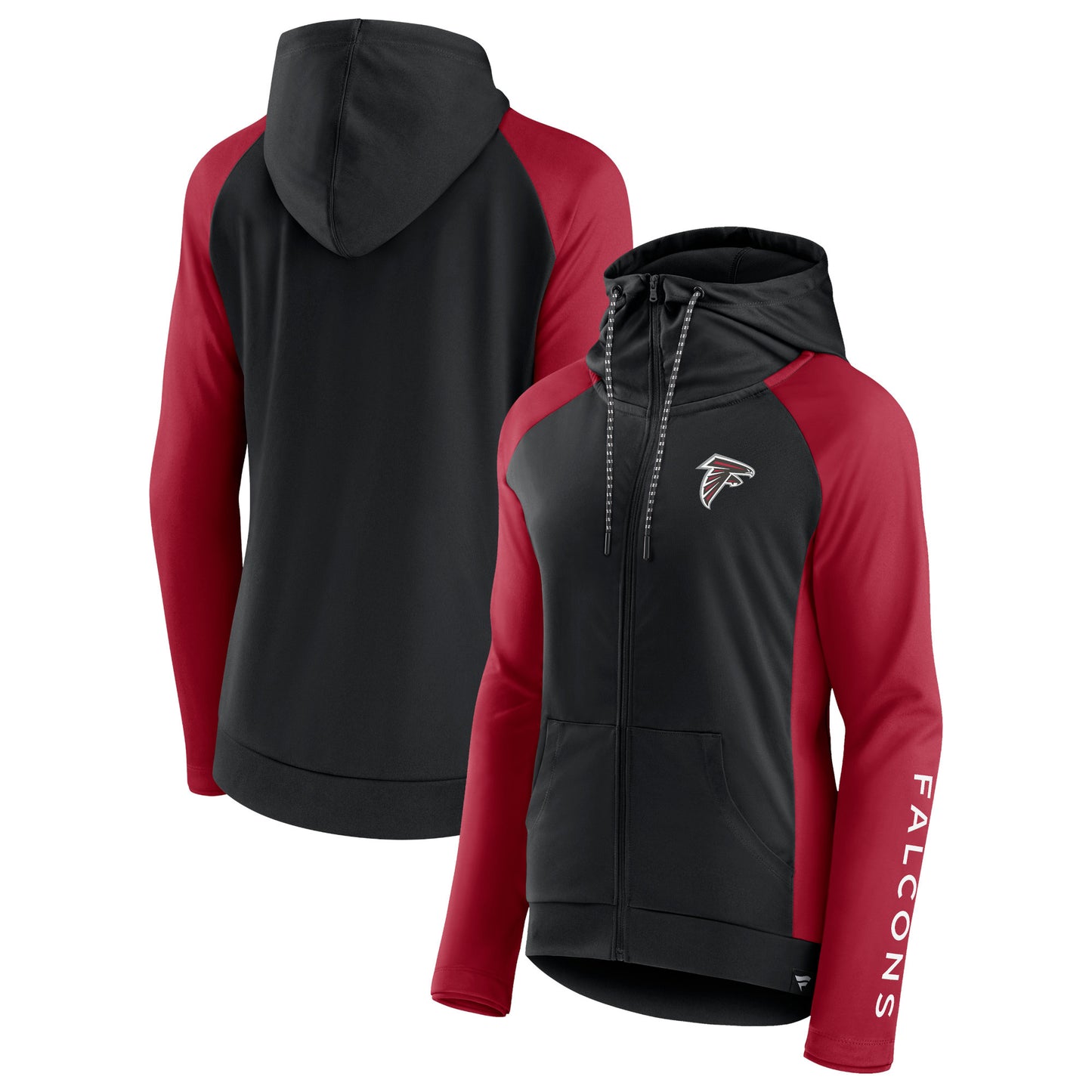 Women's Fanatics Black/Red Atlanta Falcons End Around Lightweight Raglan Full-Zip Hoodie Jacket