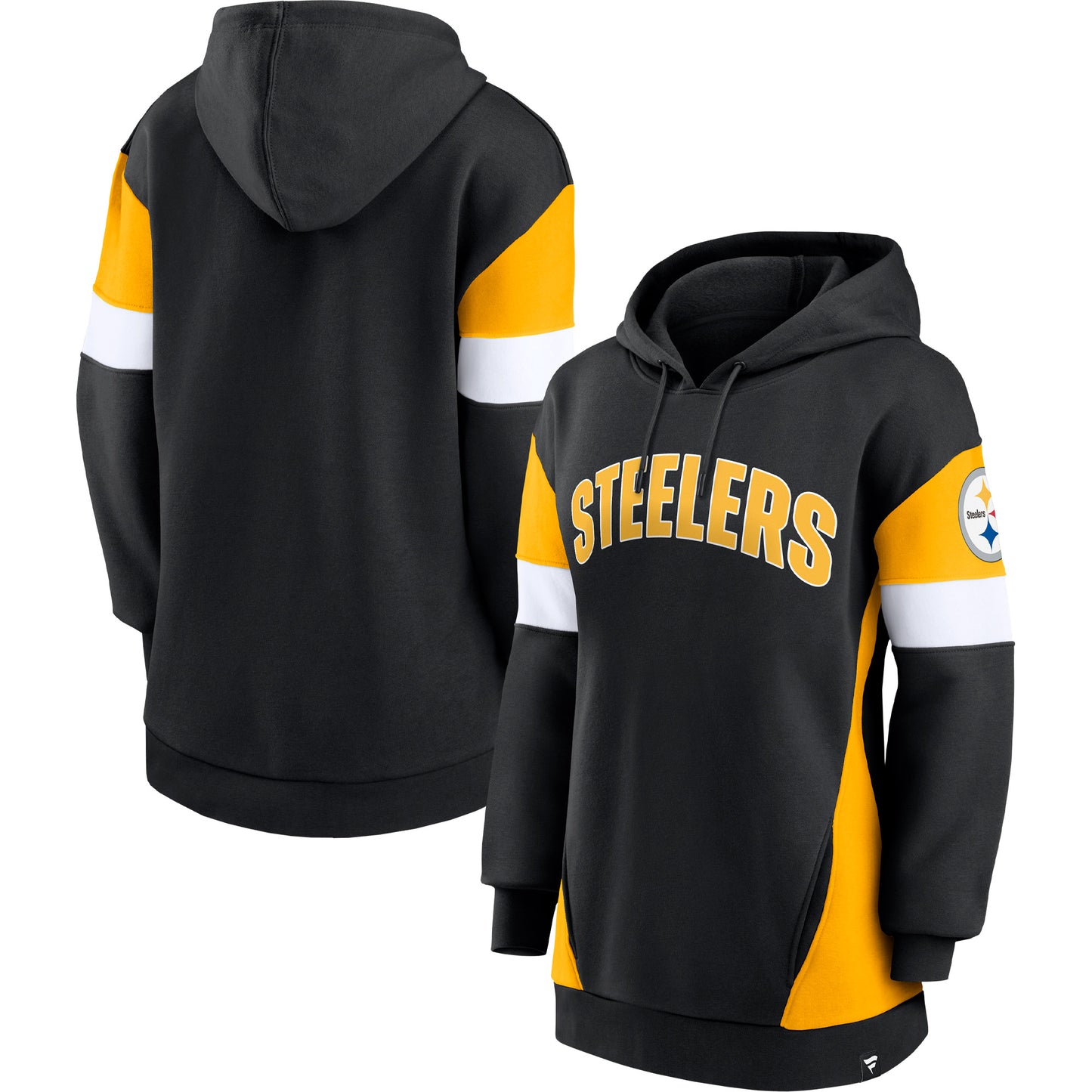 Women's Fanatics Black/Gold Pittsburgh Steelers Lock It Down Pullover Hoodie