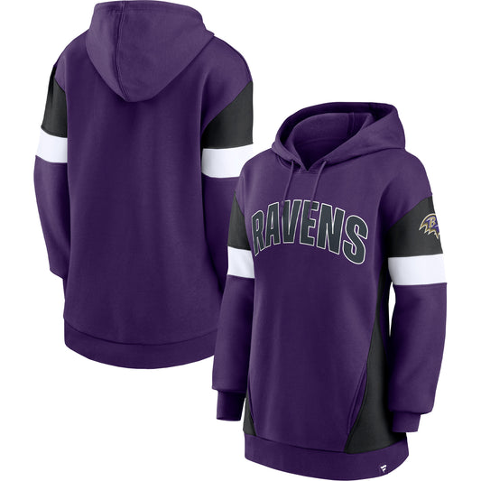 Women's Fanatics Purple/Black Baltimore Ravens Lock It Down Pullover Hoodie