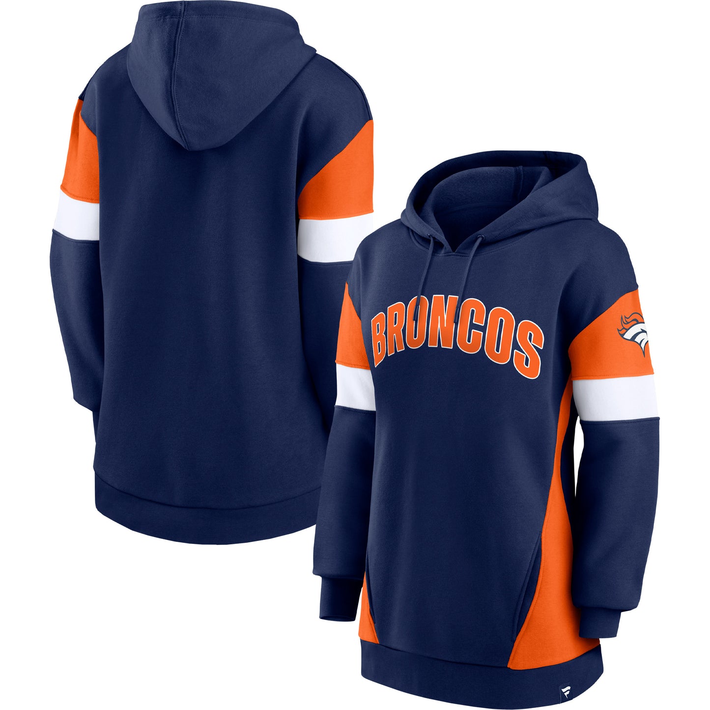 Women's Fanatics Navy/Orange Denver Broncos Lock It Down Pullover Hoodie