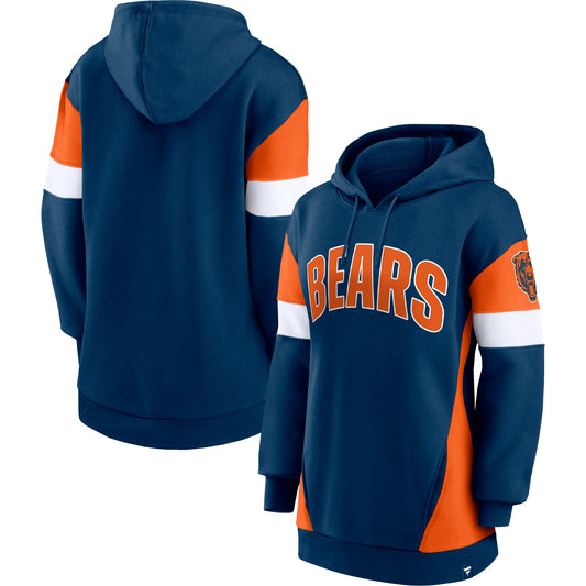 Women's Fanatics Navy/Orange Chicago Bears Lock It Down Pullover Hoodie