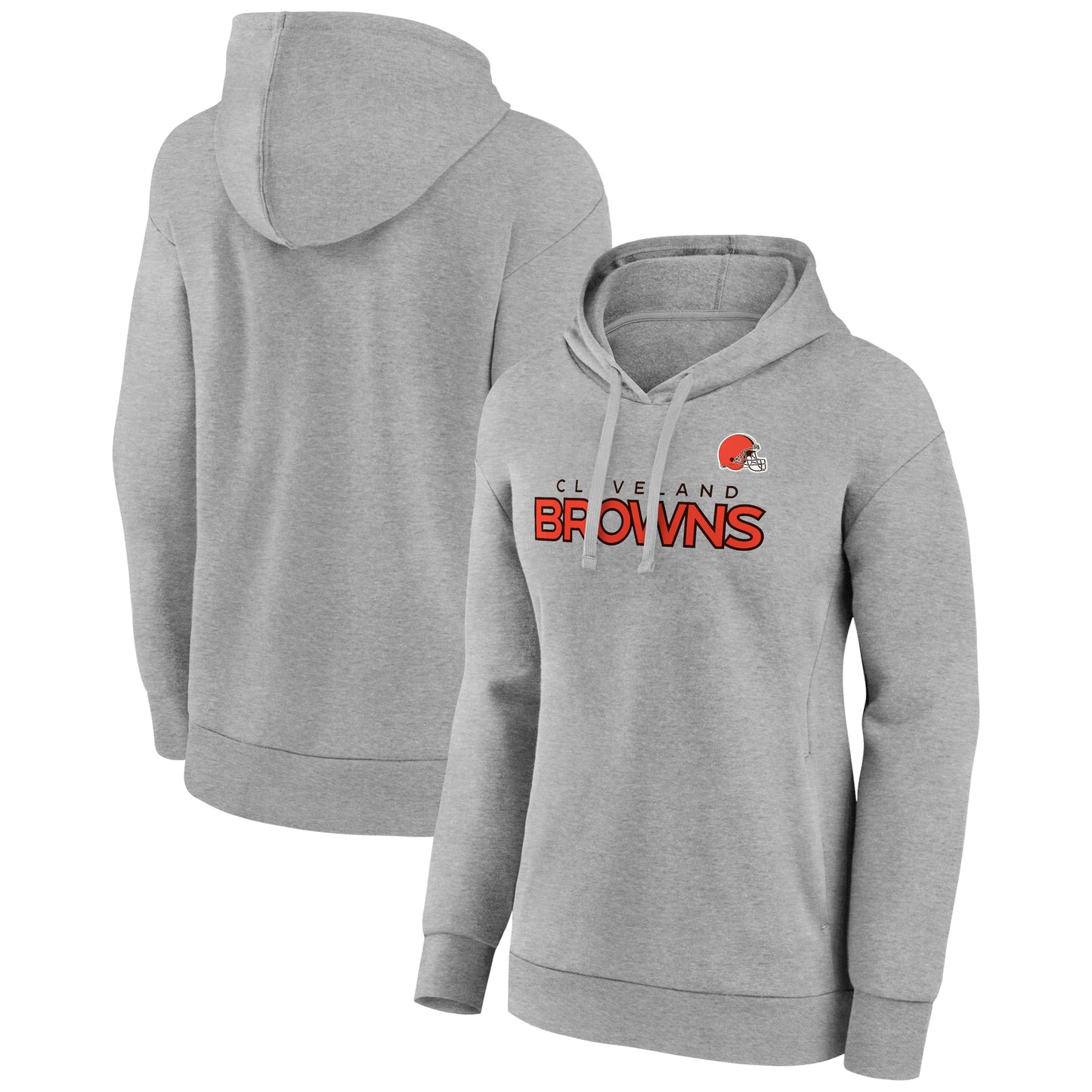 Women's Fanatics Heather Gray Cleveland Browns Iconic Cotton Fleece Checklist Pullover Hoodie