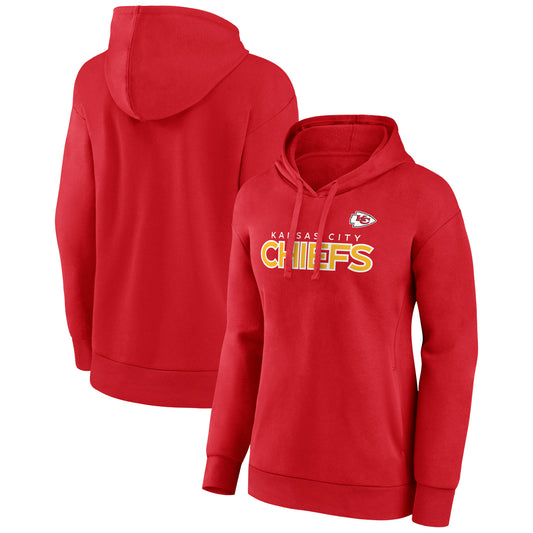 Women's Fanatics Red Kansas City Chiefs Iconic Cotton Fleece Checklist Pullover Hoodie