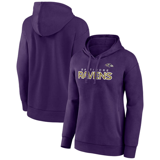 Women's Fanatics Purple Baltimore Ravens Iconic Cotton Fleece Checklist Pullover Hoodie