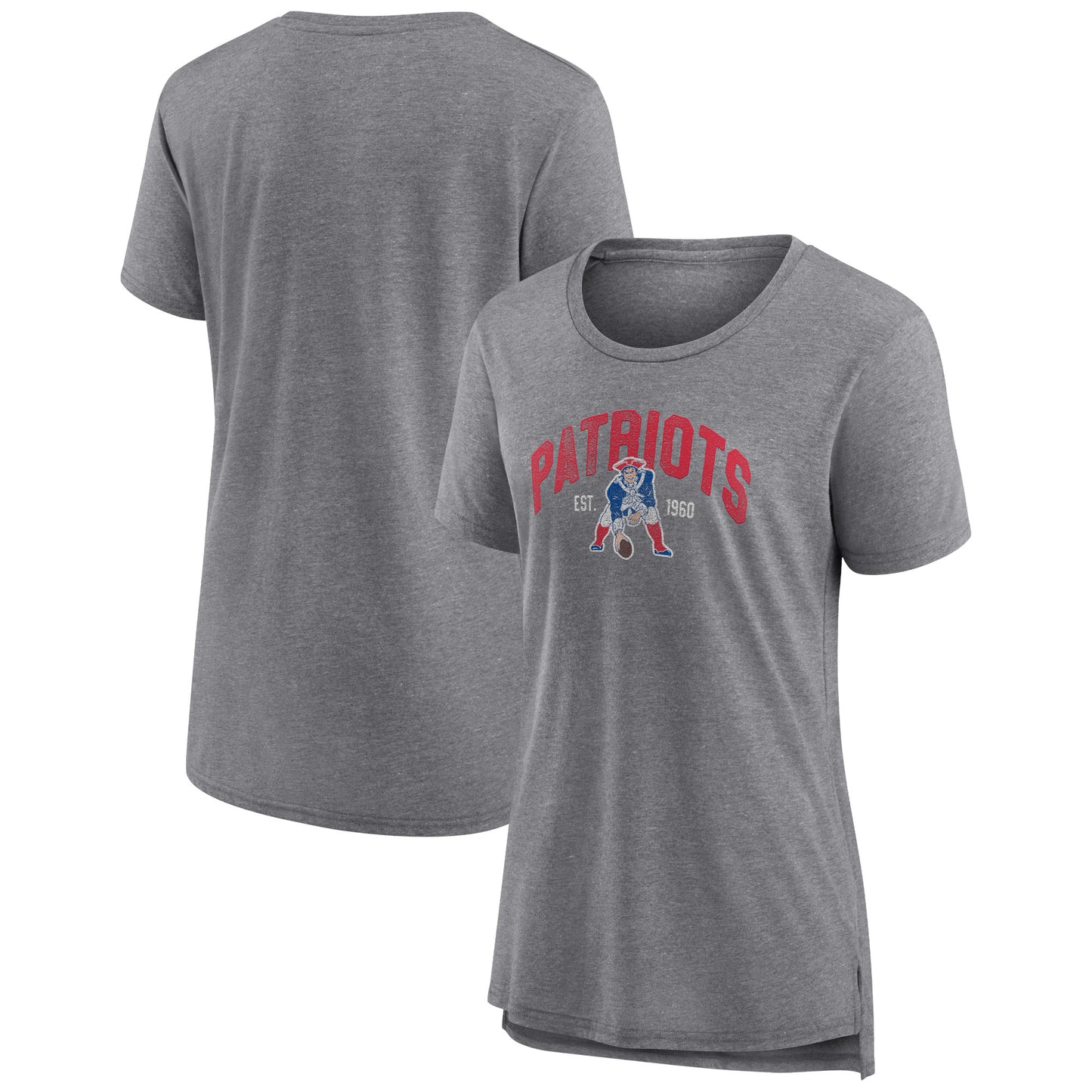 Women's Fanatics Heathered Gray New England Patriots Drop Back Modern T-Shirt