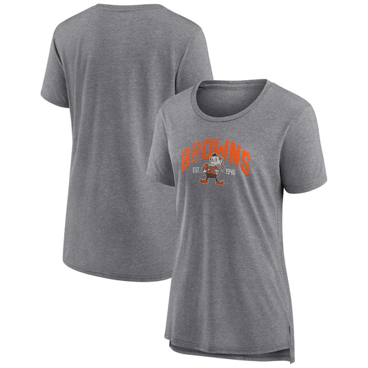 Women's Fanatics Heathered Gray Cleveland Browns Drop Back Modern T-Shirt