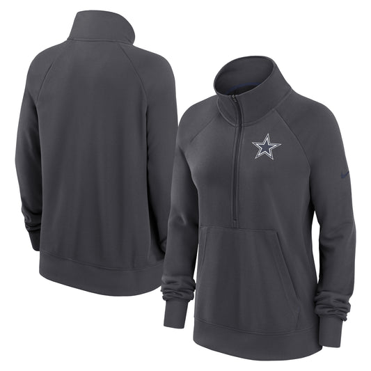 Women's Nike Charcoal Dallas Cowboys Premium Raglan Performance Half-Zip Sweatshirt