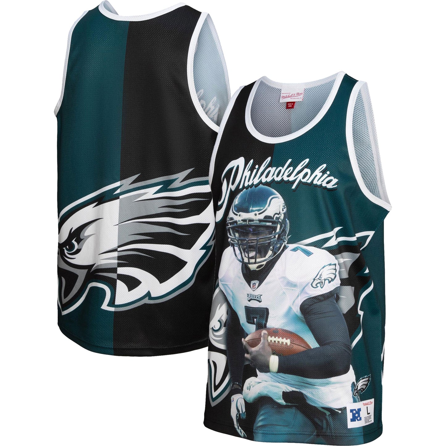 Men's Mitchell & Ness Michael Vick Black/Midnight Green Philadelphia Eagles Retired Player Graphic Tank Top