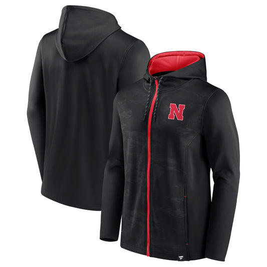 Men's Fanatics Black Nebraska Huskers Ball Carrier Full-Zip Hoodie