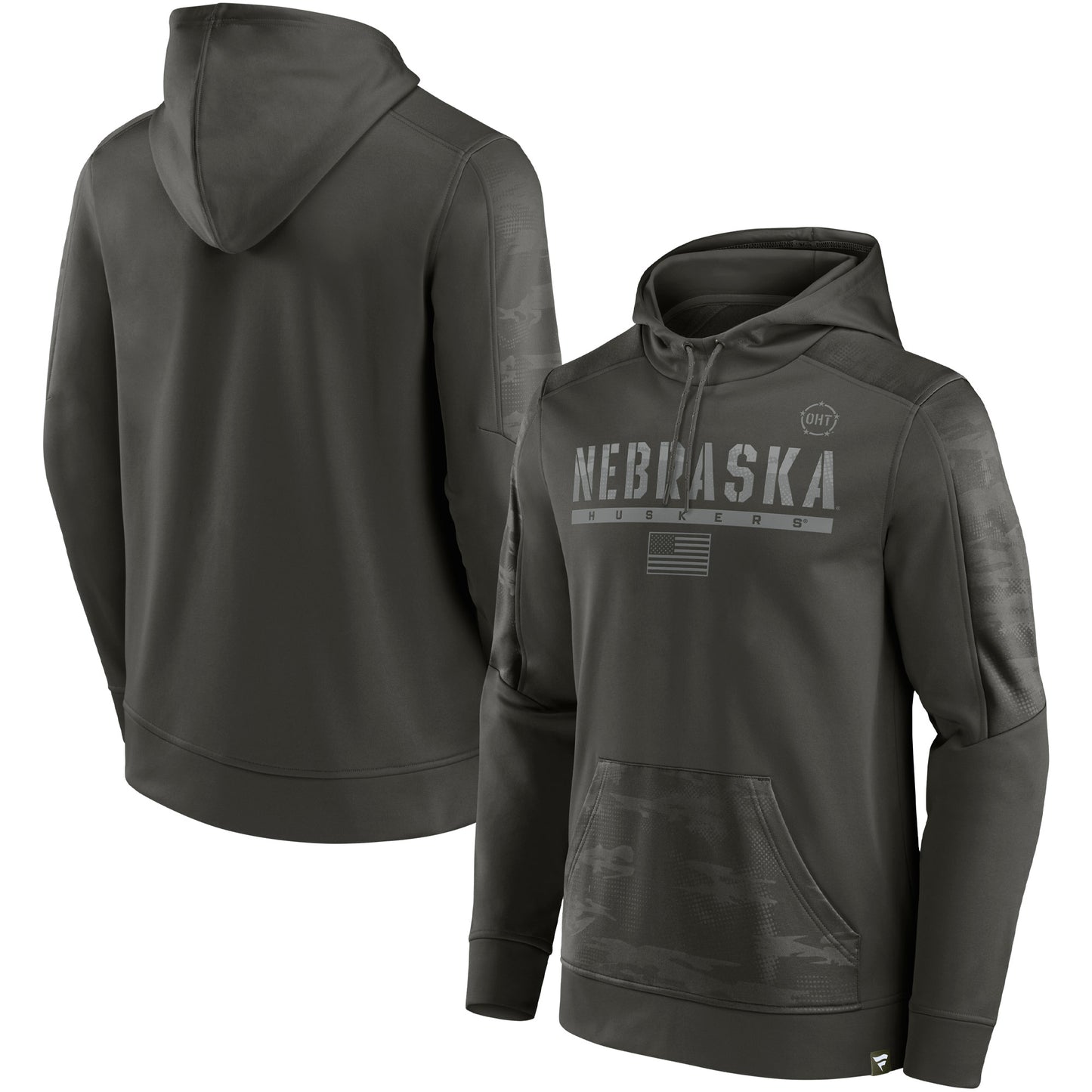 Men's Fanatics Olive Nebraska Huskers OHT Military Appreciation Guardian Pullover Hoodie