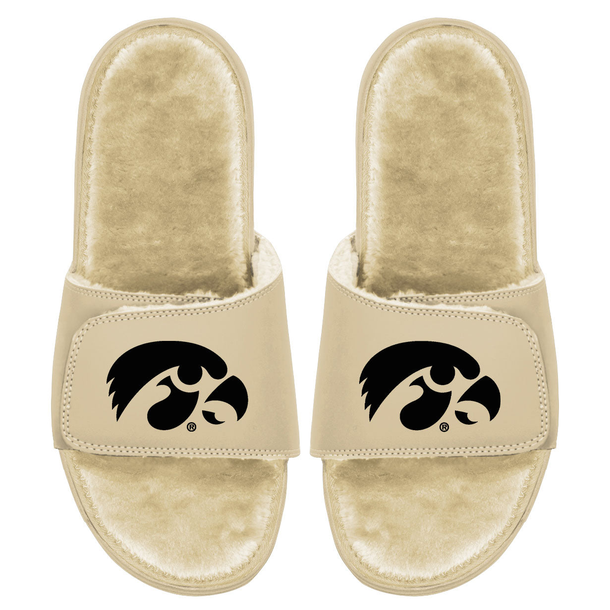 Men's ISlide Tan Iowa Hawkeyes Dune Faux Fur Slide Sandals