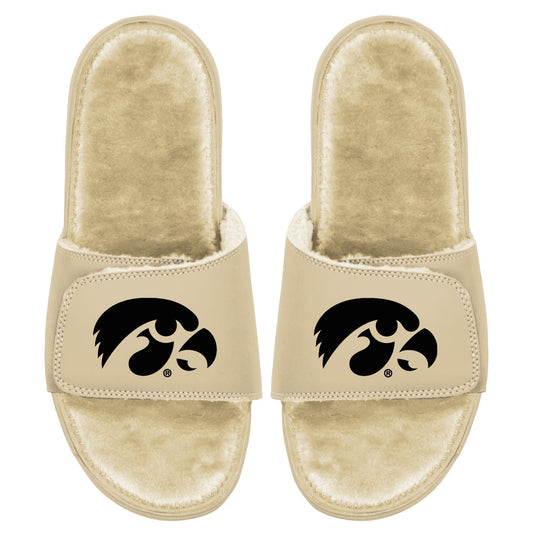 Men's ISlide Tan Iowa Hawkeyes Dune Faux Fur Slide Sandals