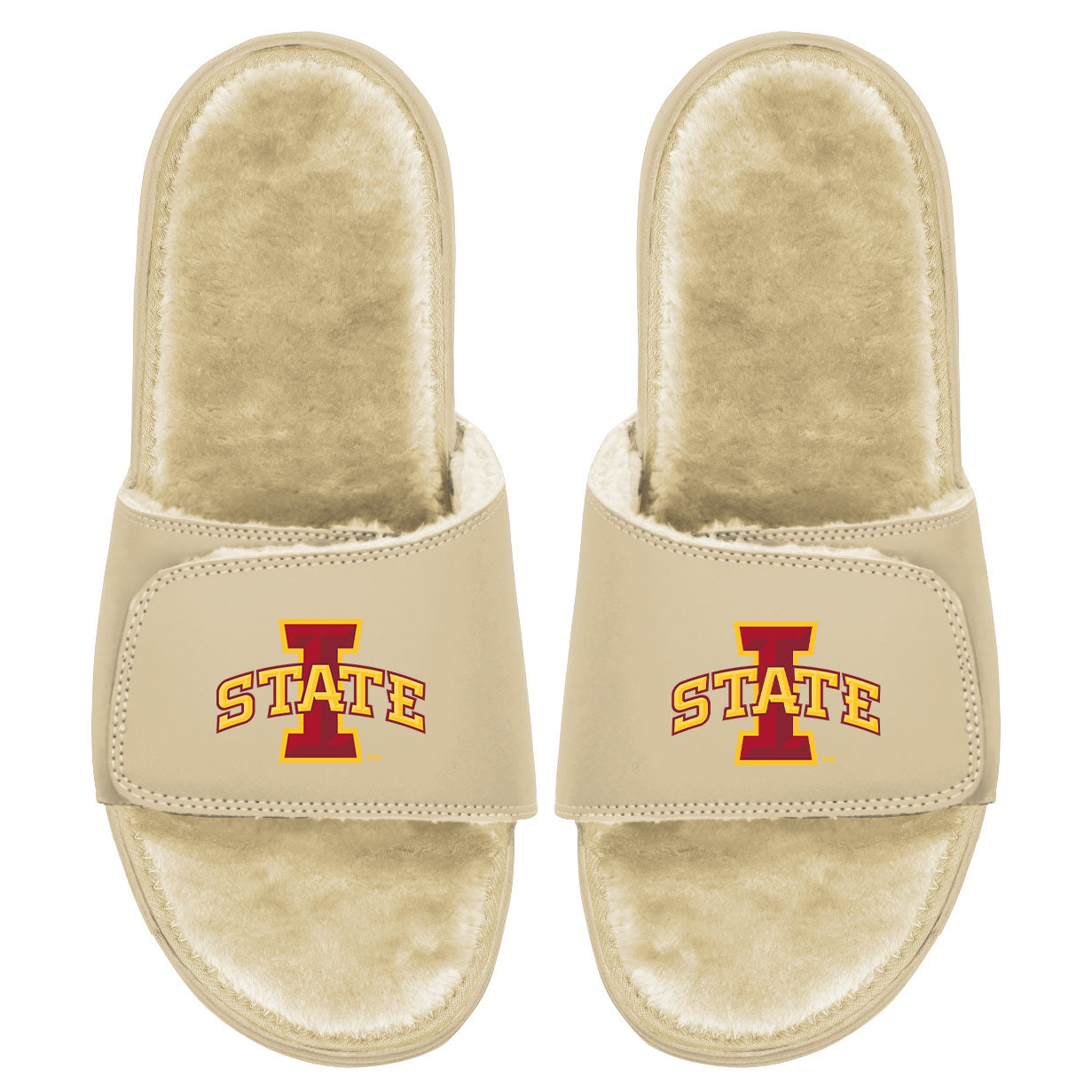 Men's ISlide Tan Iowa State Cyclones Dune Faux Fur Slide Sandals