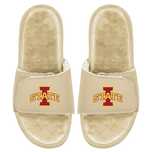 Men's ISlide Tan Iowa State Cyclones Dune Faux Fur Slide Sandals