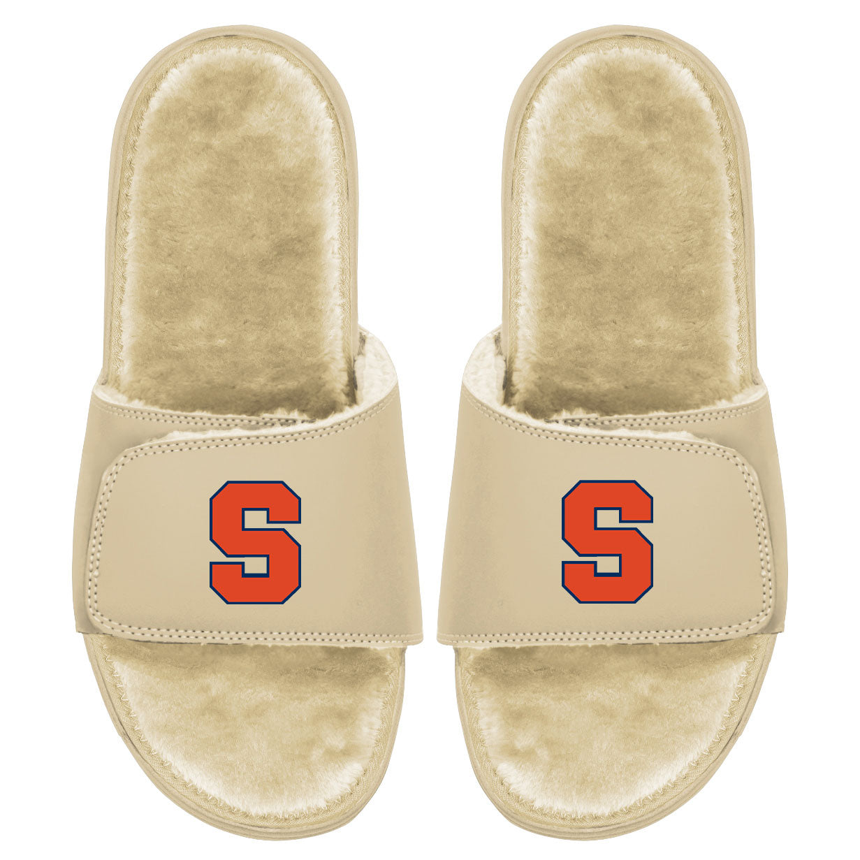 Men's ISlide Tan Syracuse Orange Dune Faux Fur Slide Sandals