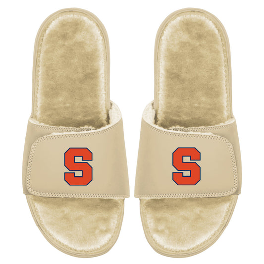 Men's ISlide Tan Syracuse Orange Dune Faux Fur Slide Sandals