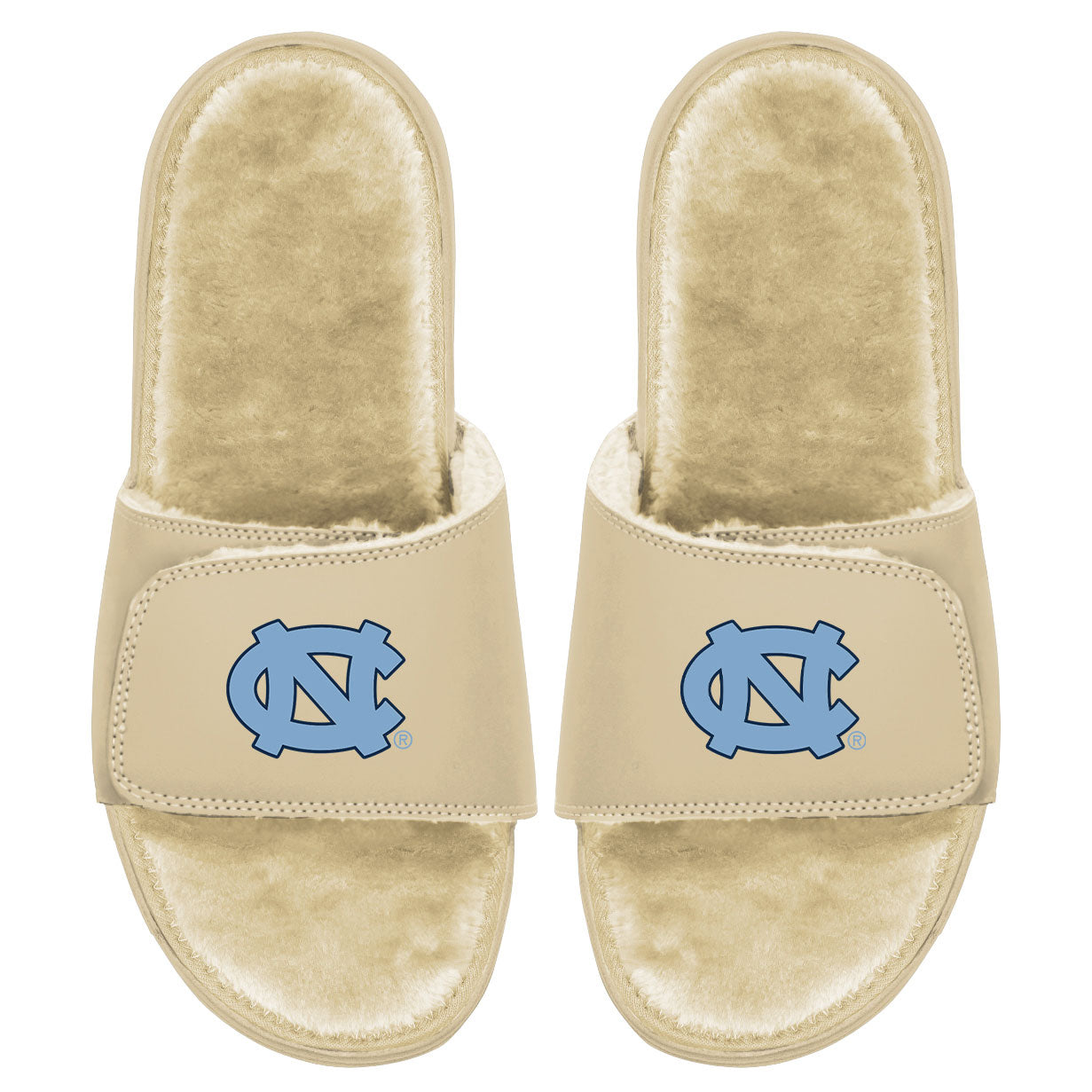 Men's ISlide Tan North Carolina Tar Heels Dune Faux Fur Slide Sandals