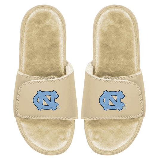 Men's ISlide Tan North Carolina Tar Heels Dune Faux Fur Slide Sandals