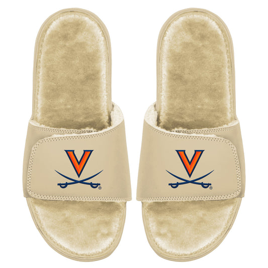 Men's ISlide Tan Virginia Cavaliers Dune Faux Fur Slide Sandals