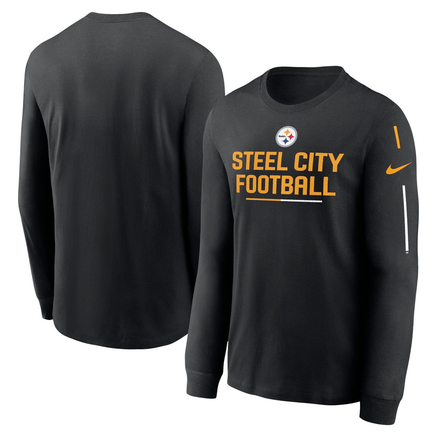 Men's Nike Black Pittsburgh Steelers Team Slogan Long Sleeve T-Shirt