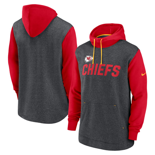 Men's Nike Heathered Charcoal/Red Kansas City Chiefs Surrey Legacy Pullover Hoodie