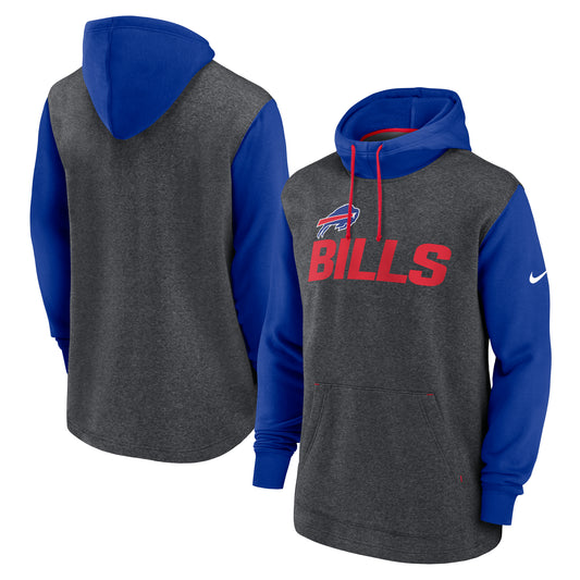 Men's Nike Heathered Charcoal/Royal Buffalo Bills Surrey Legacy Pullover Hoodie