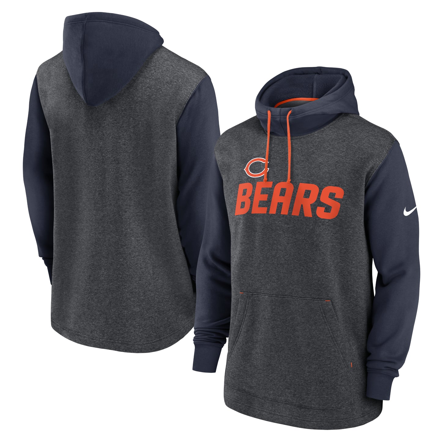 Men's Nike Heathered Charcoal/Navy Chicago Bears Surrey Legacy Pullover Hoodie