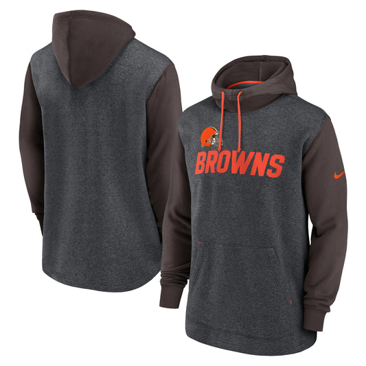 Men's Nike Heathered Charcoal/Brown Cleveland Browns Surrey Legacy Pullover Hoodie