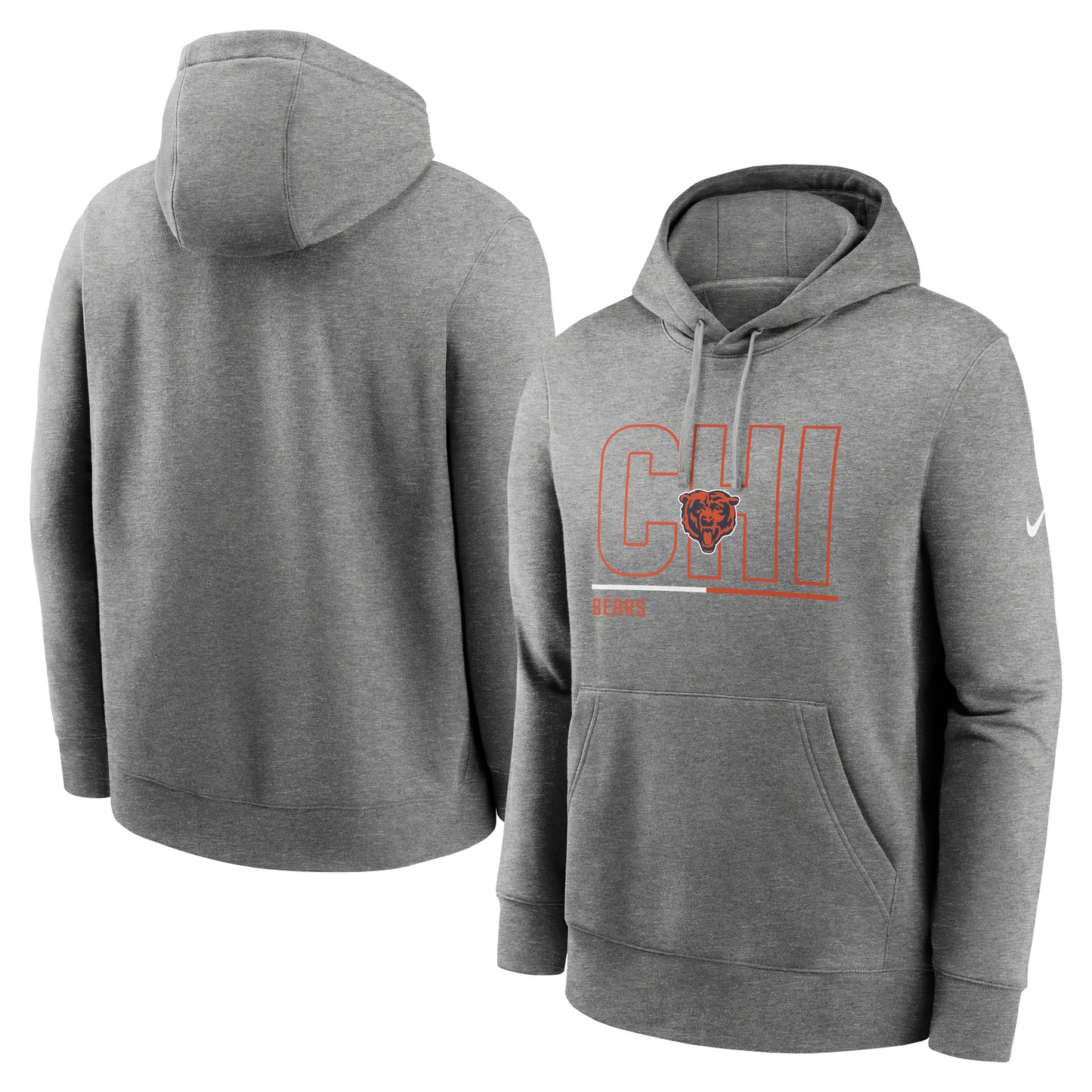 Men's Nike Heathered Gray Chicago Bears City Code Club Fleece Pullover Hoodie