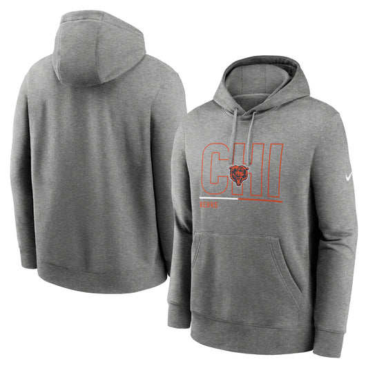 Men's Nike Heathered Gray Chicago Bears City Code Club Fleece Pullover Hoodie