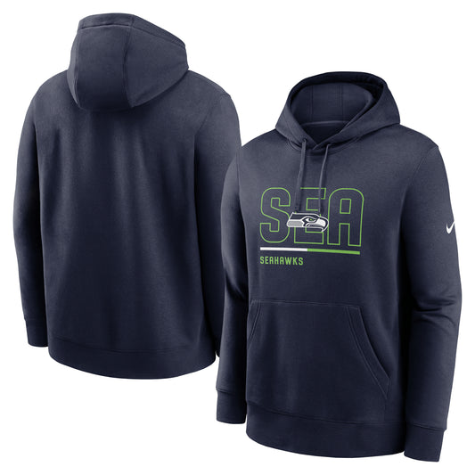 Men's Nike College Navy Seattle Seahawks City Code Club Fleece Pullover Hoodie