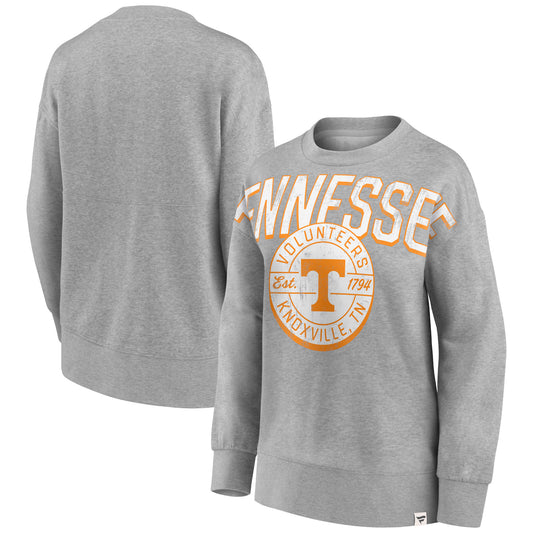 Women's Fanatics Heathered Gray Tennessee Volunteers Jump Distribution Pullover Sweatshirt