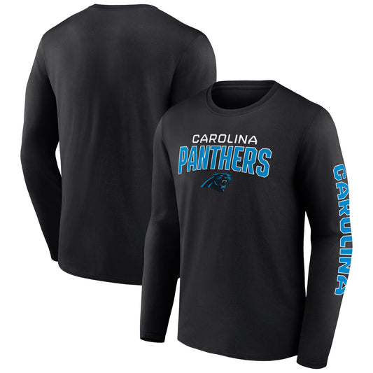 Men's Fanatics Black Carolina Panthers Wordmark Go the Distance Long Sleeve T-Shirt