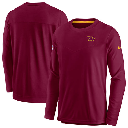 Men's Nike Burgundy Washington Commanders Sideline Lockup Performance Pullover Sweatshirt