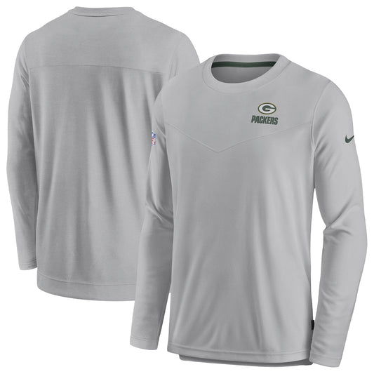 Men's Nike Gray Green Bay Packers Sideline Lockup Performance Pullover Sweatshirt