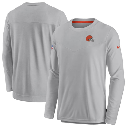 Men's Nike Gray Cleveland Browns Sideline Lockup Performance Pullover Sweatshirt